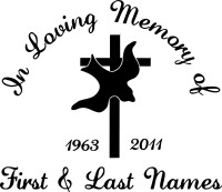 In Loving Memory - Cross and Dove - Memorial Car Stickers - Window Decals