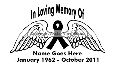 In Loving Memory Of - Angel Wings with Ribbon - Memorial Car Stickers ...